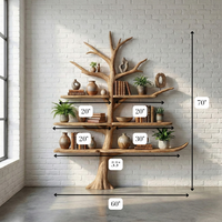 Tree Shaped Wooden Bookshelf Rustic Floating Bookshelf Wooden Shelves for Living Room Nursery Home Decor Gift