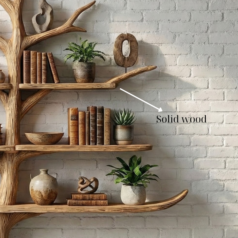Tree Shaped Wooden Bookshelf Rustic Floating Bookshelf Wooden Shelves for Living Room Nursery Home Decor Gift