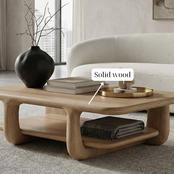 Solid Wood Coffee Table Rustic Coffee Table Minimalist Furniture Natural Wood Grain Living Room Decor Handmade Wooden Table