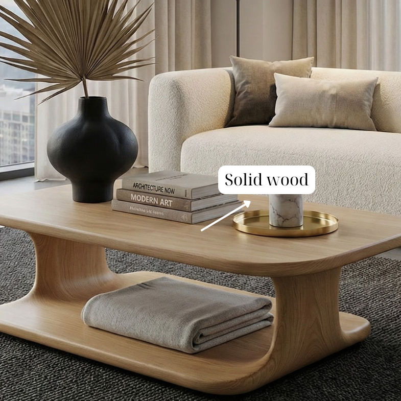 Vintage Solid Wood Coffee Table Handcrafted Wooden Coffee Table Rustic Minimalist Living Room Table