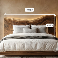 Handcrafted Solid Wood Bed Headboard, Live Edge Mid Century Organic Bedroom Decor, Rustic Natural Wood Wall Art