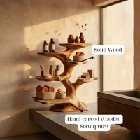 Tree Standing Shelf, Bamboo Rack, Bathroom Vanity Wood Furniture Boho Home Decor