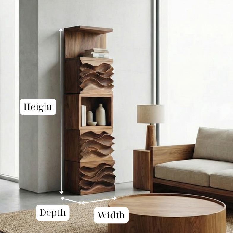 Sculptural Wood Storage Cabinet, Tall Modern Cupboard Handmade Living Room Furniture, Housewarming Gift