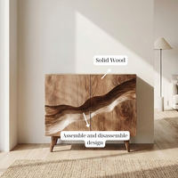 Natural Wood Cabinet Sideboard Storage Solution Minimalist Furniture For Living Room Decor, Housewarming Gift