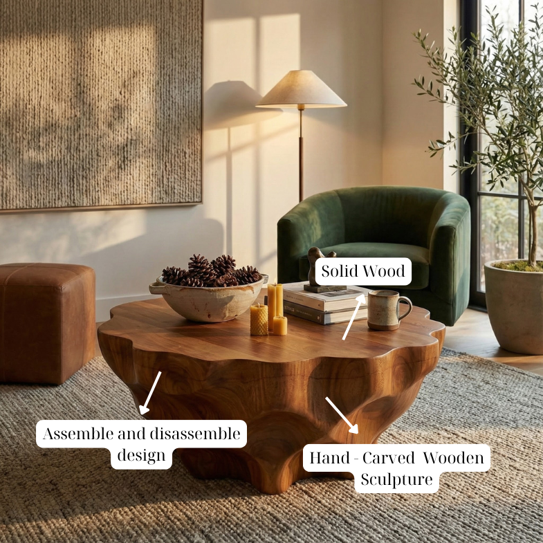 Rustic Coffee Table, Live Edge Table, Handmade Furniture Minimalist Style Living Room Decor