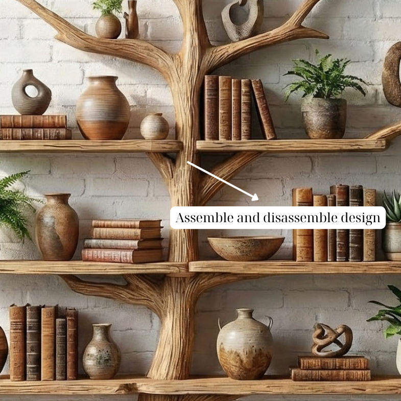 Tree Shaped Wooden Bookshelf Rustic Floating Bookshelf Wooden Shelves for Living Room Nursery Home Decor Gift