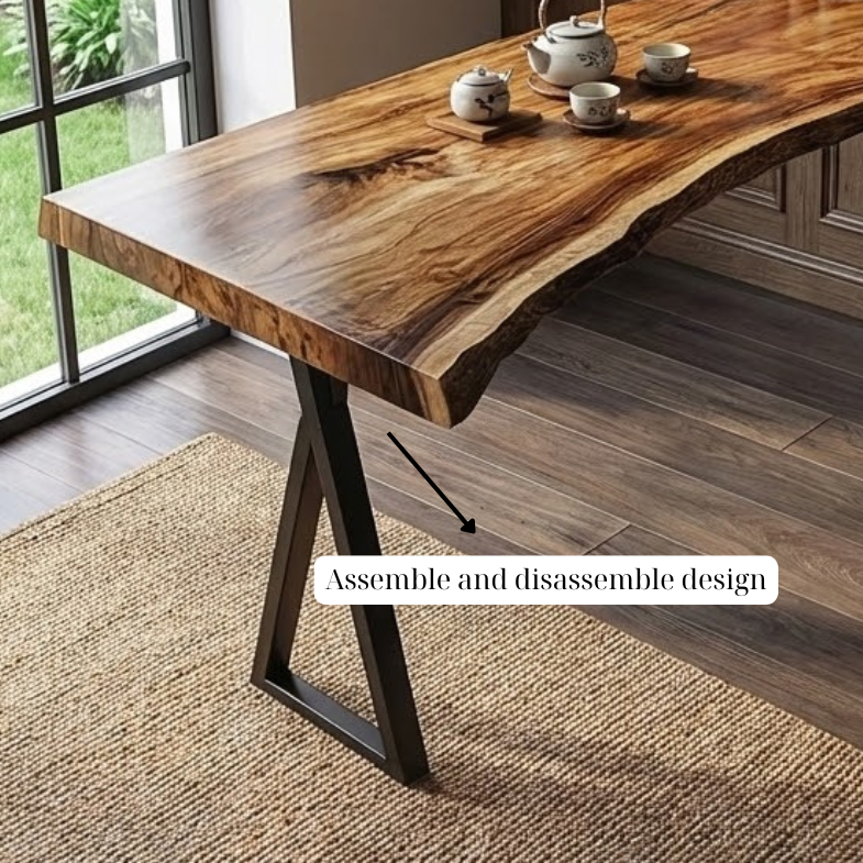 Rustic Live Edge Wooden Office Desk, Solid Wood Executive Computer Table, Natural Slab Writing Desk for Home Office
