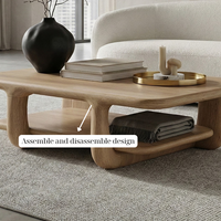 Solid Wood Coffee Table Rustic Coffee Table Minimalist Furniture Natural Wood Grain Living Room Decor Handmade Wooden Table