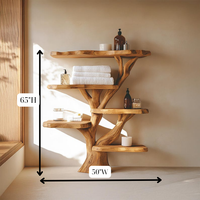 Solid Wood Bookcase, Tree Bookshelf, Wall Book Shelf Rustic Furniture Style, Bathroom Decor