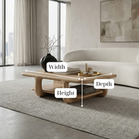 Solid Wood Coffee Table Rustic Coffee Table Minimalist Furniture Natural Wood Grain Living Room Decor Handmade Wooden Table