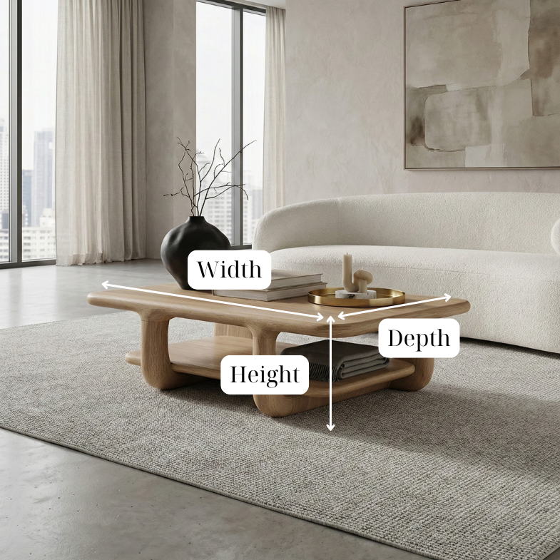 Solid Wood Coffee Table Rustic Coffee Table Minimalist Furniture Natural Wood Grain Living Room Decor Handmade Wooden Table