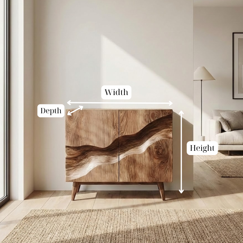 Natural Wood Cabinet Sideboard Storage Solution Minimalist Furniture For Living Room Decor, Housewarming Gift