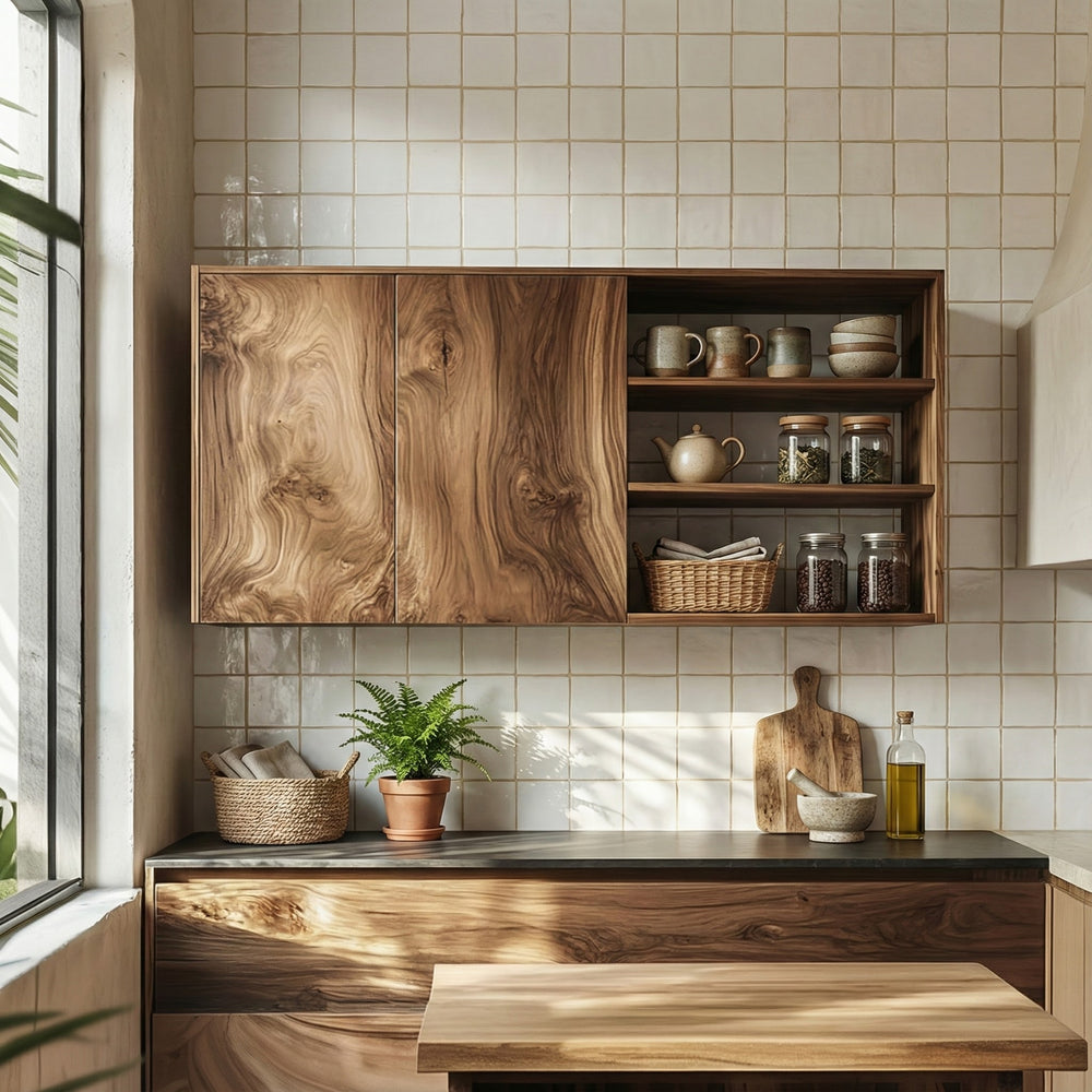 Rustic Solid Wood Cabinet Kitchen, Shelf Storage Cabinet Farmhouse Kitchen Style, Housewarming Gift