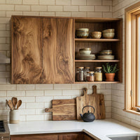 Rustic Solid Wood Cabinet Kitchen, Shelf Storage Cabinet Farmhouse Kitchen Style, Housewarming Gift