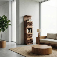 Sculptural Wood Storage Cabinet, Tall Modern Cupboard Handmade Living Room Furniture, Housewarming Gift