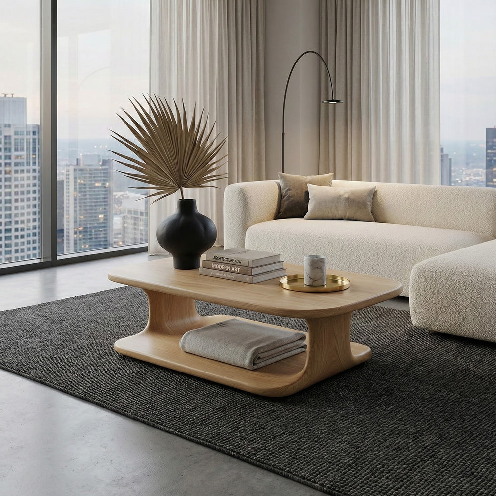 Vintage Solid Wood Coffee Table Handcrafted Wooden Coffee Table Rustic Minimalist Living Room Table