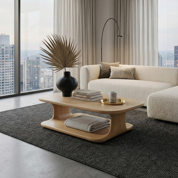 Vintage Solid Wood Coffee Table Handcrafted Wooden Coffee Table Rustic Minimalist Living Room Table