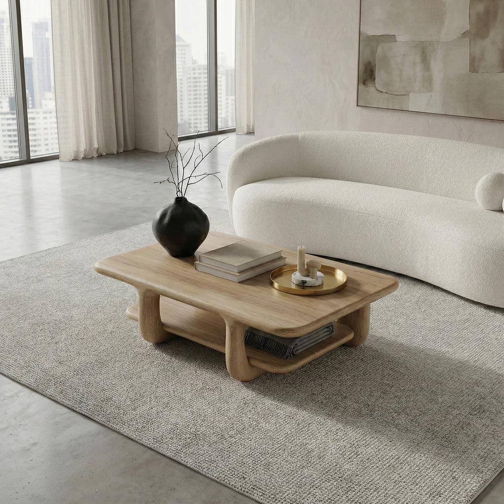 Solid Wood Coffee Table Rustic Coffee Table Minimalist Furniture Natural Wood Grain Living Room Decor Handmade Wooden Table