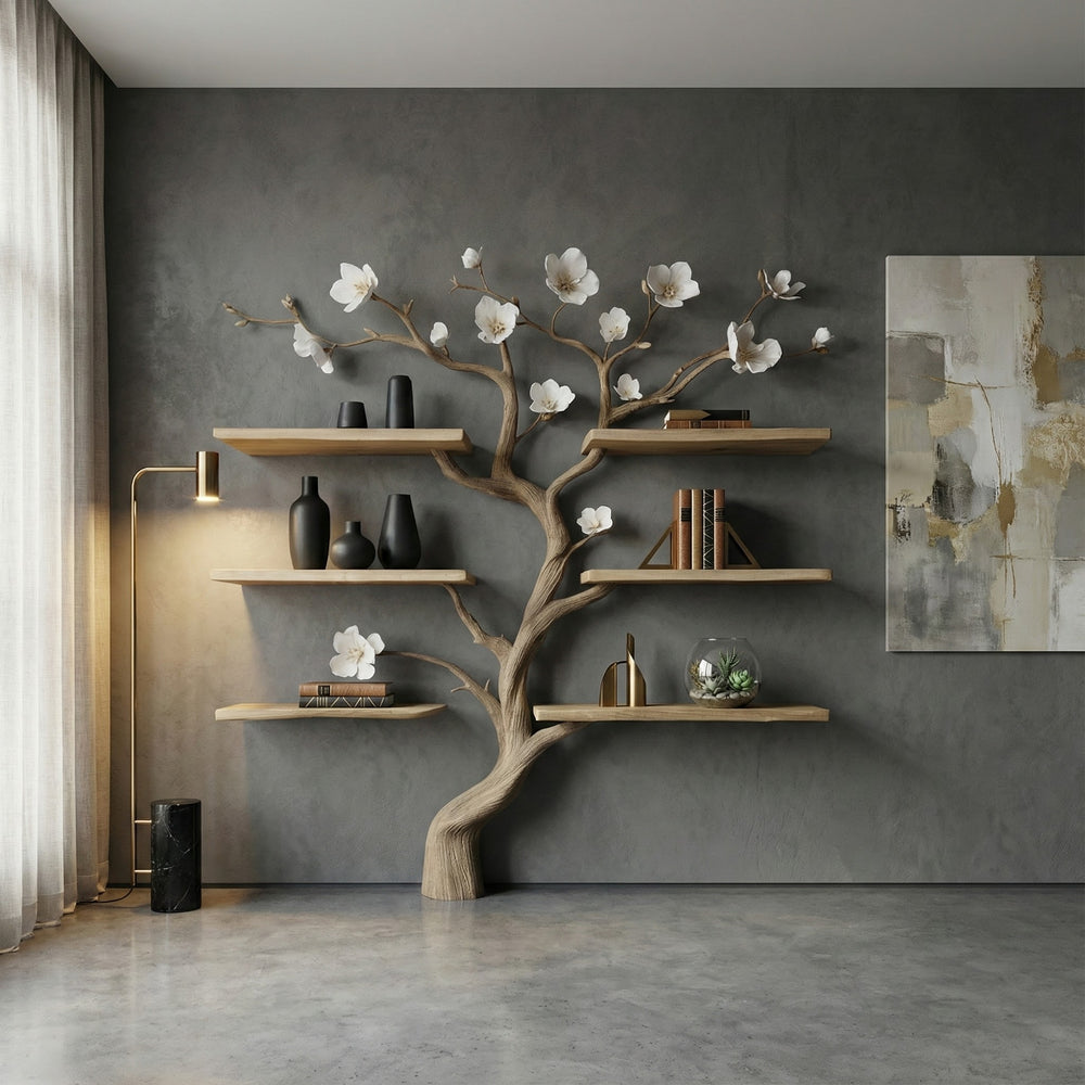 Tree Bookshelf Solid Wood Bookcase For Creative And Unique Home Decoration