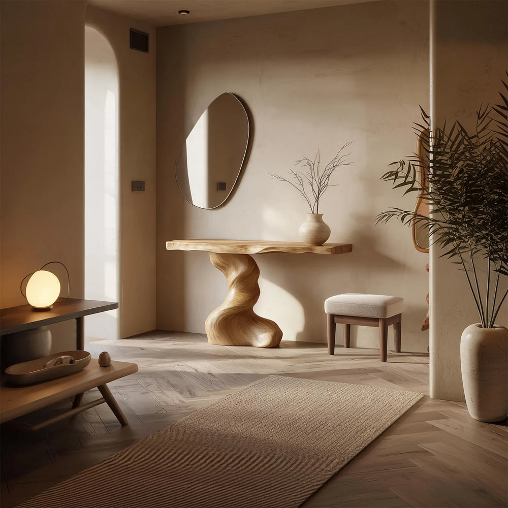 Walnut Desk Live Edge Table Console Table Minimalist Furniture Living Room Decor