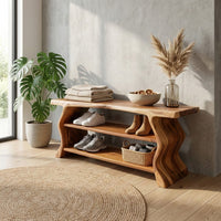 Custom Wooden Shoe Cabinet Entryway Shoe Bench Shoe Shelf Handmade Furniture for Home Decoration and Housewarming Gift