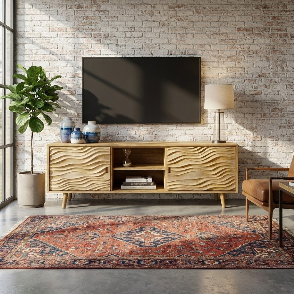 Handcrafted Media Console Custom TV Cabinet Modern Wood Furniture TV Stand For Living Room Decor