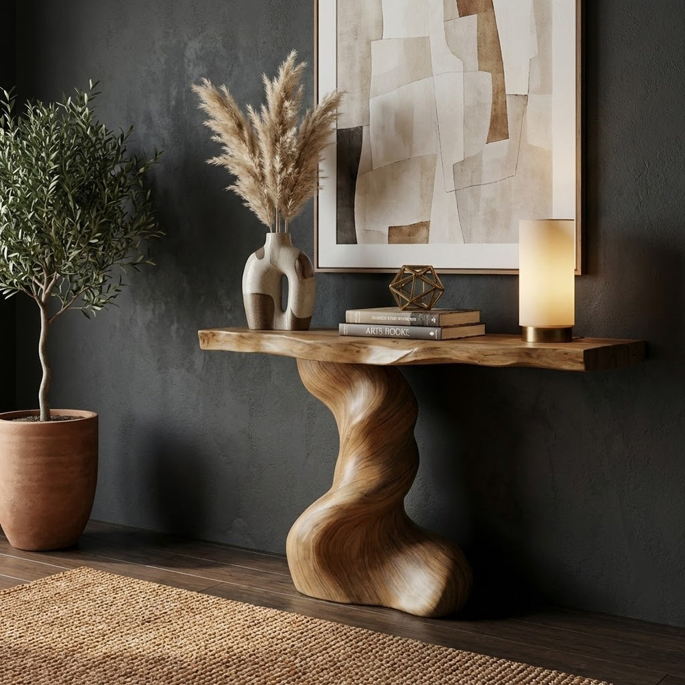 Walnut Desk Live Edge Table Console Table Minimalist Furniture Living Room Decor
