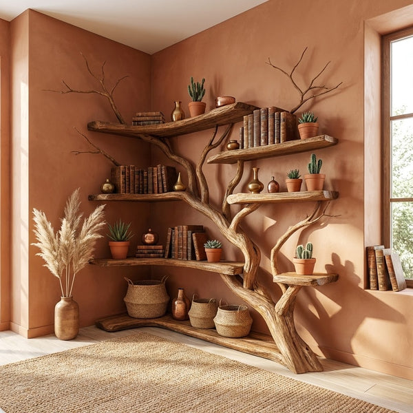 Custom Bookshelf, Rustic Bookcase, Wall Book Shelf Handmade Furniture Living Room Decor