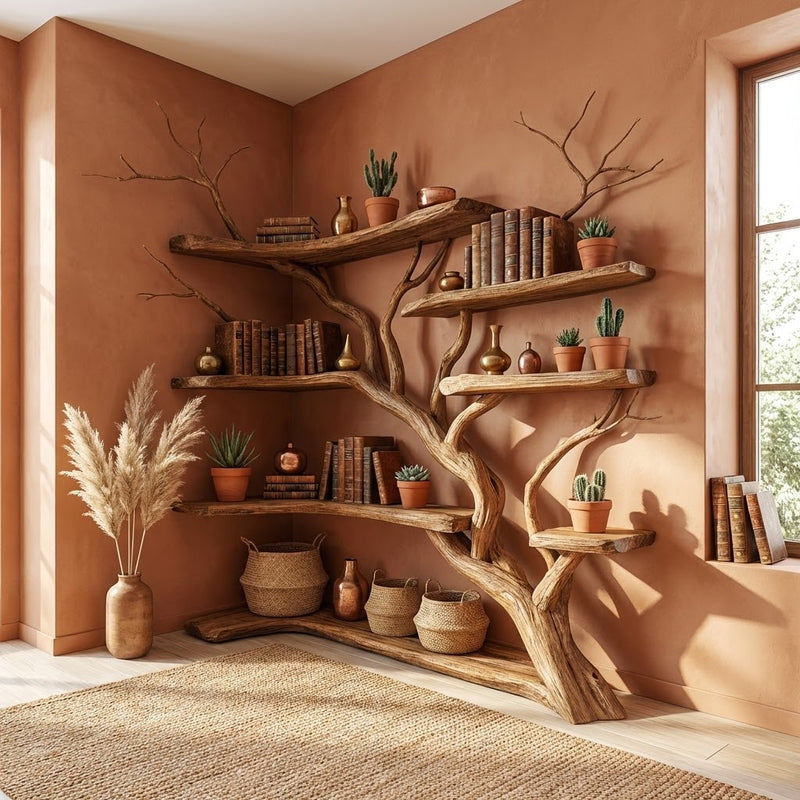 Custom Bookshelf, Rustic Bookcase, Wall Book Shelf Handmade Furniture Living Room Decor